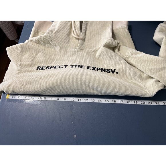 Wild Expensive Clothing Respect The Expnsv Beige Corduroy Hoodie S Beach Boho Gr - Picture 4 of 10